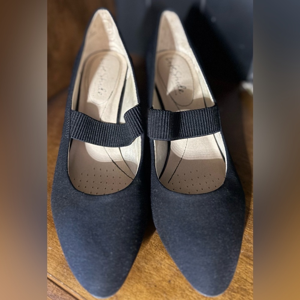 LifeStride Black Mary Jane Wedge Pumps Soft System Comfort Size 7.5